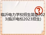 临沂电力学校招生简章2023(临沂电校2023招生)