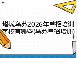 塔城乌苏2026年单招培训学校有哪些(乌苏单招培训)