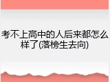 考不上高中的人后来都怎么样了(落榜生去向)