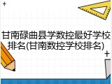 甘南碌曲县学数控最好学校排名(甘南数控学校排名)
