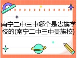 南宁二中三中哪个是贵族学校的(南宁二中三中贵族校)