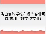 佛山贵族学校有哪些专业可选(佛山贵族学校专业)