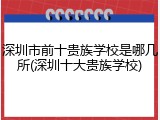 深圳市前十贵族学校是哪几所(深圳十大贵族学校)