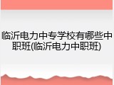 临沂电力中专学校有哪些中职班(临沂电力中职班)