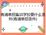 青浦单招集训学校要什么条件(青浦单招条件)