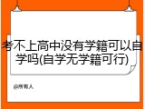 考不上高中没有学籍可以自学吗(自学无学籍可行)