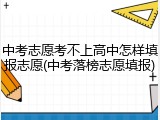 中考志愿考不上高中怎样填报志愿(中考落榜志愿填报)