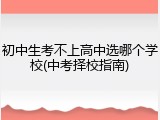 初中生考不上高中选哪个学校(中考择校指南)