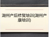 湖州产后修复培训(湖州产康培训)