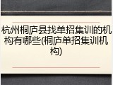 杭州桐庐县找单招集训的机构有哪些(桐庐单招集训机构)
