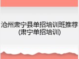 沧州肃宁县单招培训班推荐(肃宁单招培训)