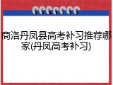 商洛丹凤县高考补习推荐哪家(丹凤高考补习)