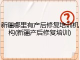 新疆哪里有产后修复培训机构(新疆产后修复培训)