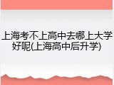 上海考不上高中去哪上大学好呢(上海高中后升学)