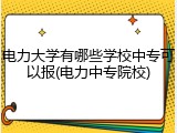 电力大学有哪些学校中专可以报(电力中专院校)
