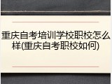 重庆自考培训学校职校怎么样(重庆自考职校如何)