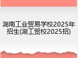 湖南工业贸易学校2025年招生(湖工贸校2025招)