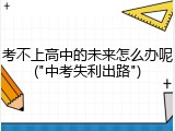 考不上高中的未来怎么办呢("中考失利出路")
