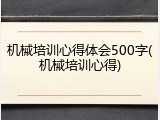 机械培训心得体会500字(机械培训心得)