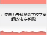西安电力专科高等学校学费(西安电专学费)
