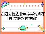 安阳文峰农业中专学校哪里有(文峰农校在哪)