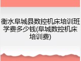 衡水阜城县数控机床培训班学费多少钱(阜城数控机床培训费)