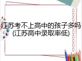江苏考不上高中的孩子多吗(江苏高中录取率低)
