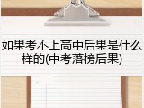 如果考不上高中后果是什么样的(中考落榜后果)