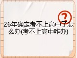 26年确定考不上高中了怎么办(考不上高中咋办)