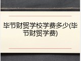 毕节财贸学校学费多少(毕节财贸学费)