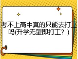 考不上高中真的只能去打工吗(升学无望即打工？)