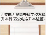西安电力高等专科学校怎样升本科(西安电专升本途径)