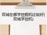 双城在哪学挖掘机比较好(双城学挖机)