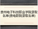 贵州电子科技职业学院录取名单(贵电职院录取名单)