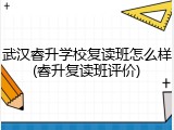 武汉睿升学校复读班怎么样(睿升复读班评价)