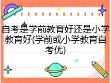 自考是学前教育好还是小学教育好(学前或小学教育自考优)