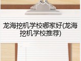 龙海挖机学校哪家好(龙海挖机学校推荐)