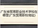 广东省贸易职业技术学校在哪里(广东贸易职校地址)