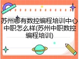 苏州哪有数控编程培训中心中职怎么样(苏州中职数控编程培训)