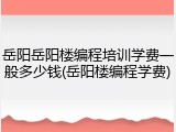 岳阳岳阳楼编程培训学费一般多少钱(岳阳楼编程学费)