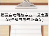 福建自考院校专业一览表查询(福建自考专业查询)