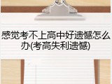 感觉考不上高中好遗憾怎么办(考高失利遗憾)