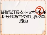 甘孜雅江县农业技术学校单招分数线(甘孜雅江农校单招线)