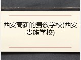 西安高新的贵族学校(西安贵族学校)