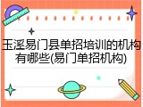 玉溪易门县单招培训的机构有哪些(易门单招机构)