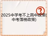2025中学考不上高中政策(中考落榜政策)