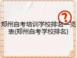 郑州自考培训学校排名一览表(郑州自考学校排名)