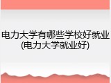 电力大学有哪些学校好就业(电力大学就业好)
