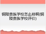 铜陵贵族学校怎么样啊(铜陵贵族学校评价)