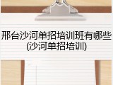 邢台沙河单招培训班有哪些(沙河单招培训)